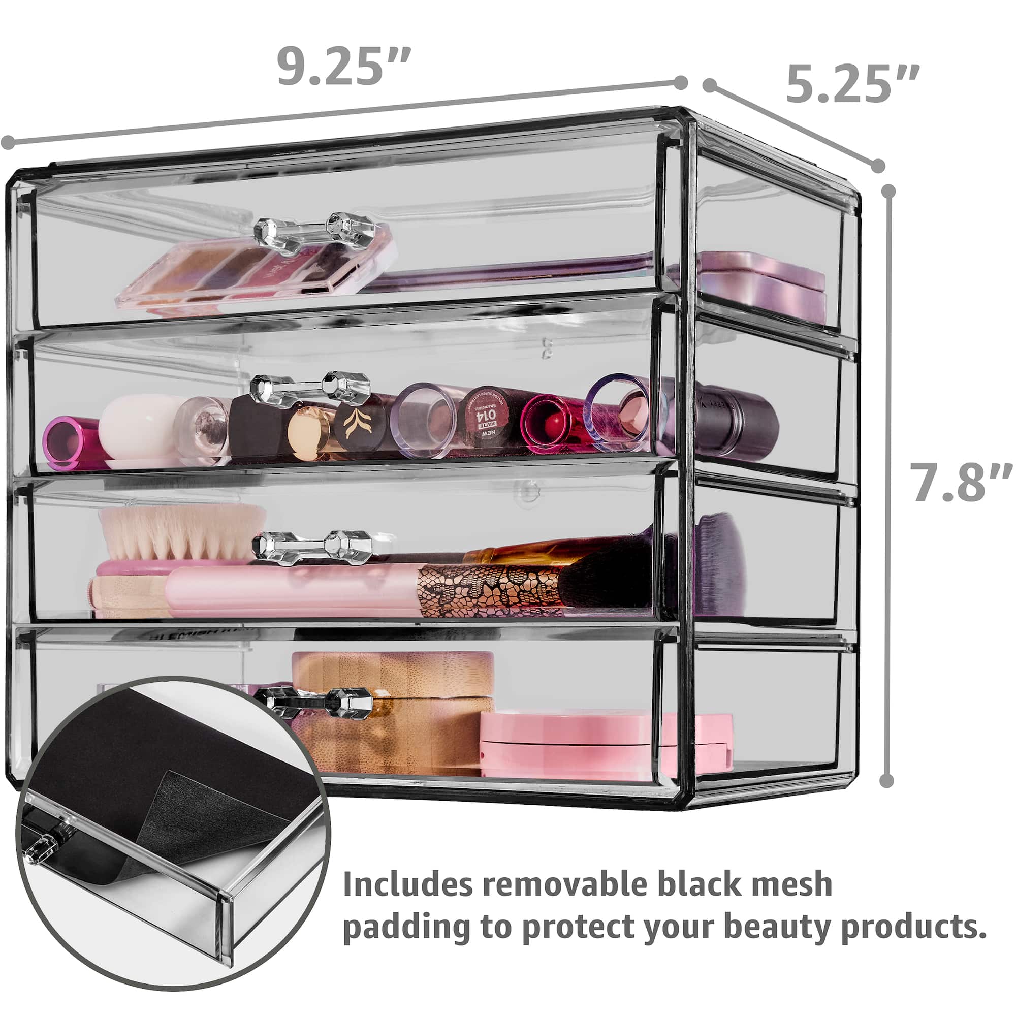 Sorbus 4-Drawer Makeup & Jewelry Storage Case
